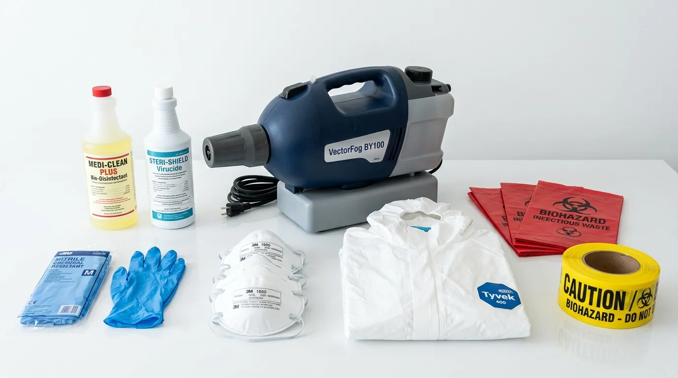 Professional biohazard remediation crew working in Merrillville